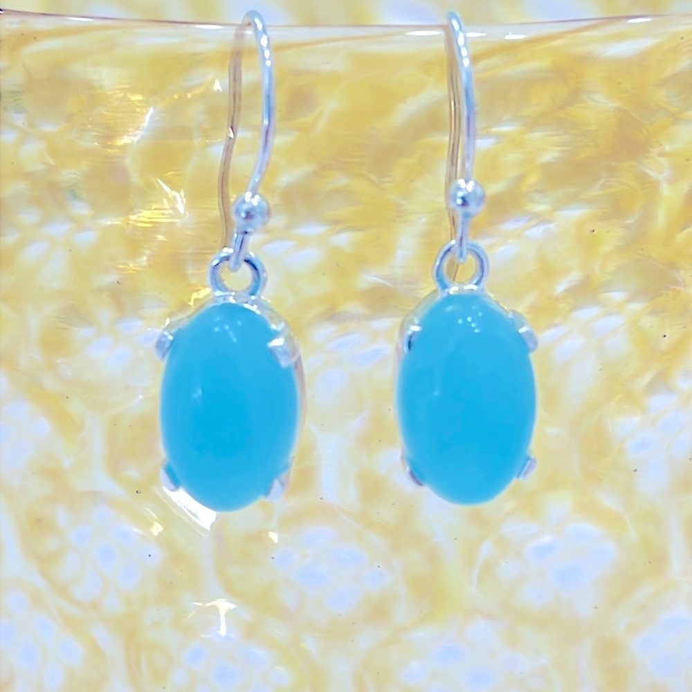 Chalcedony 14KWG Plated Earrings - Picture 2 of 6